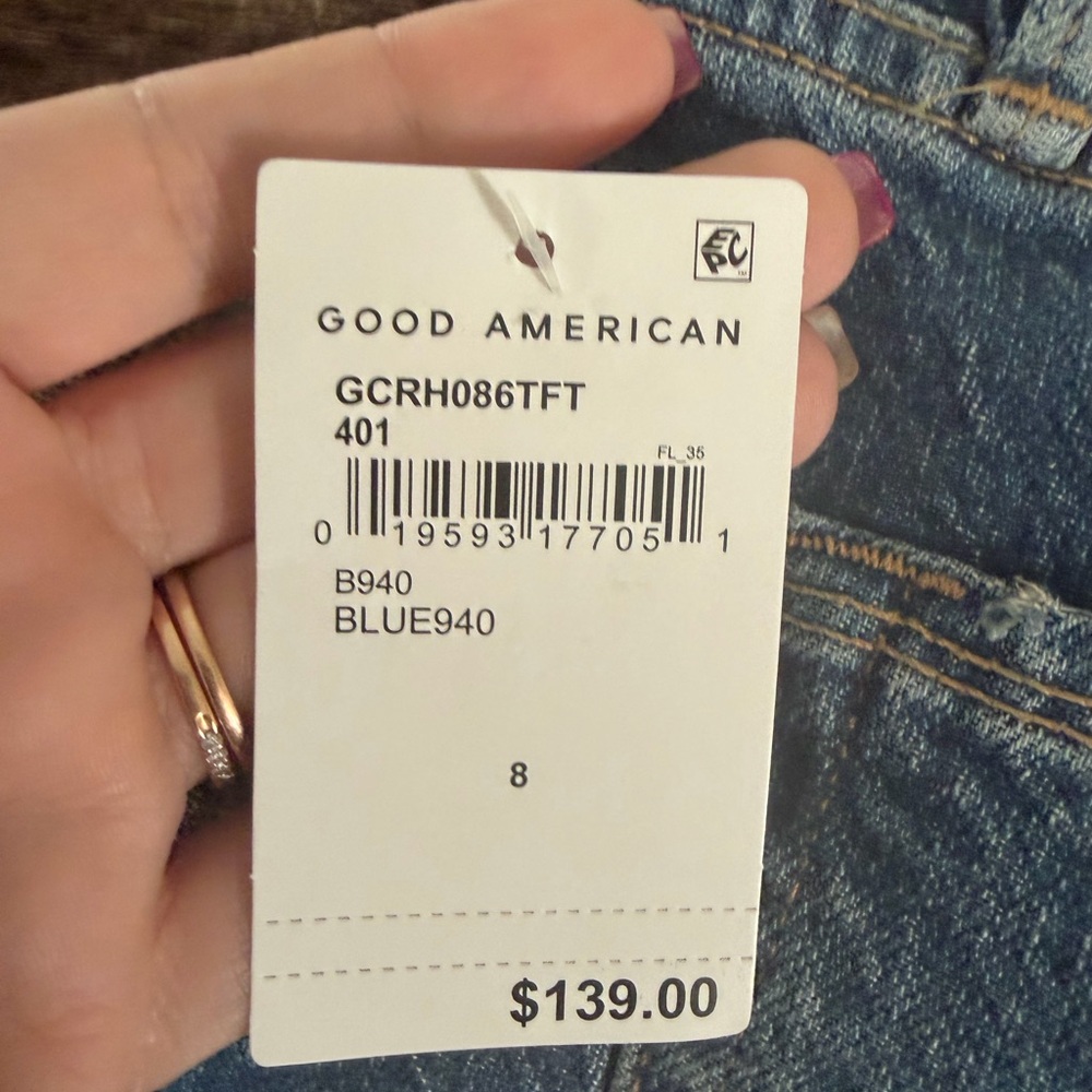 Good American Women's Straight Leg Blue Jeans - Picture 3 of 4